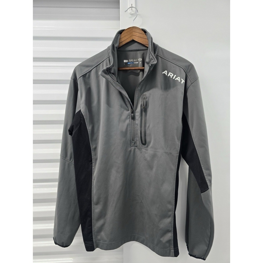 AriatTek Cold Series Pullover Jacket Gray Black 1/4 Zip Softshell Mens Large